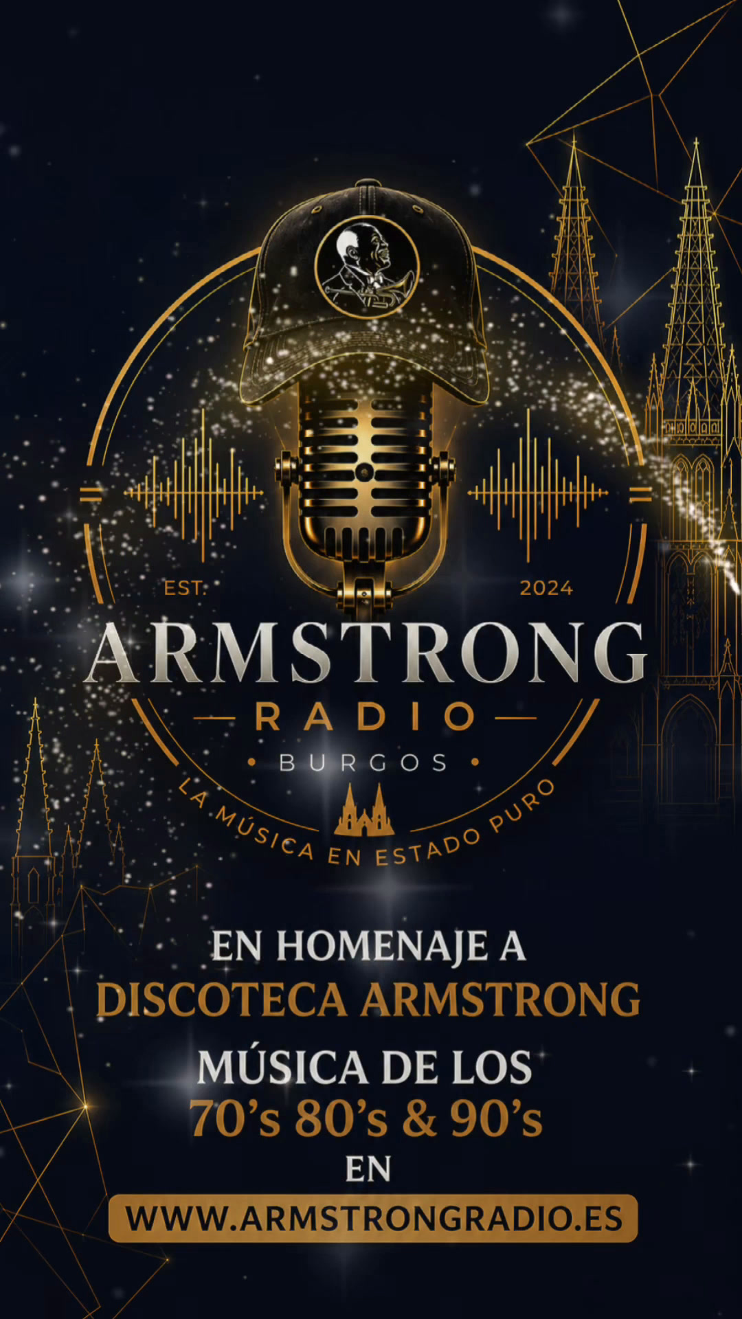 Cartel promocional del próximo directo en TikTok, música de los 70's, 80's y 90's
